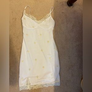SHEIN White Chemise with Yellow Floral Details
